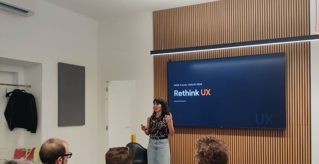 Isabella speaking on Rethink UX at XPUG Trento